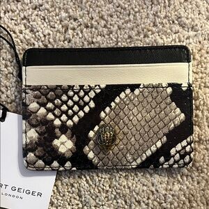 Kurt Geiger Black and Cream Snakeskin Card Holder